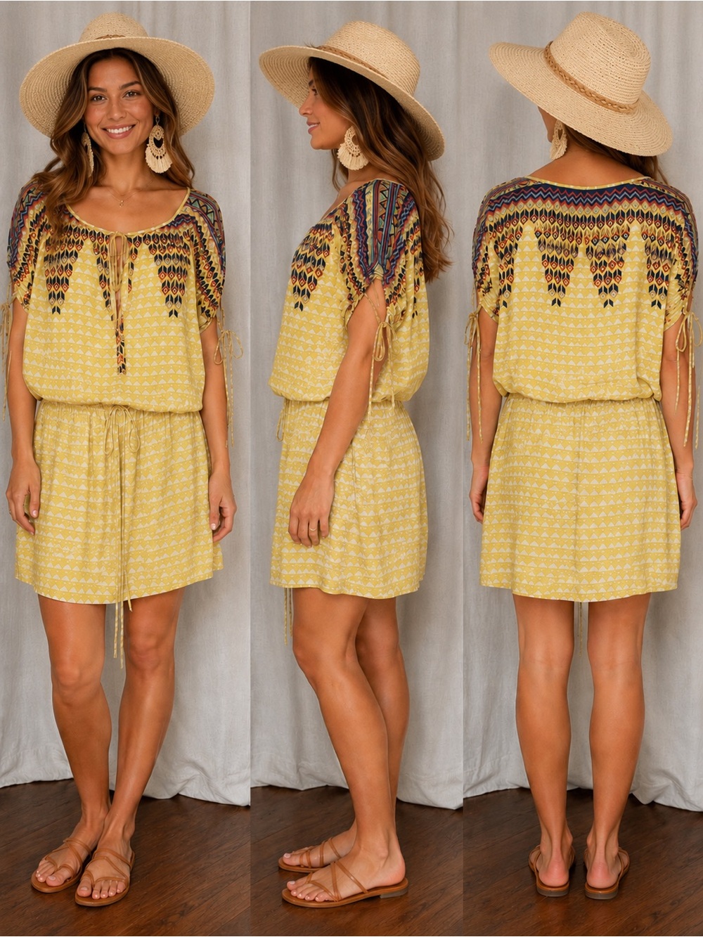 Yellow Printed Hype Summer Midi Dress